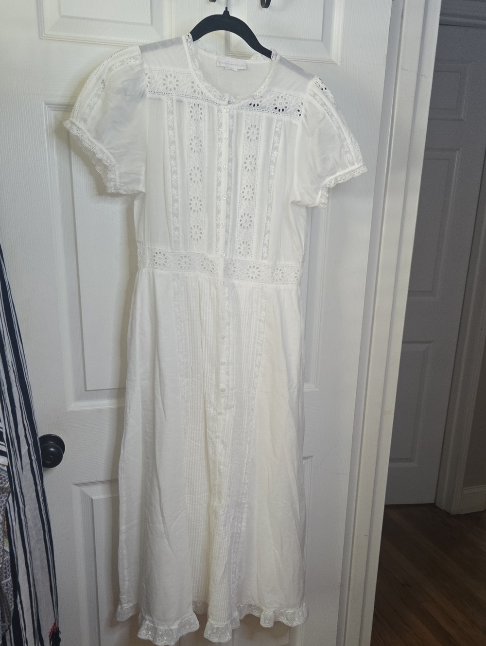 House of Harlow 1960 Cream Eyelet Button-Front Maxi Dress